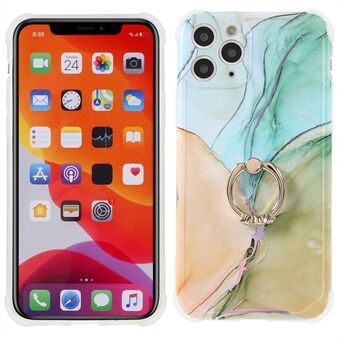 Roterende Ring Ondersteuning Ontwerp Valveilig Krasbestendig Marmer IMD Laser TPU + PC Cover voor iPhone 11 Pro Max 6.5 Inch