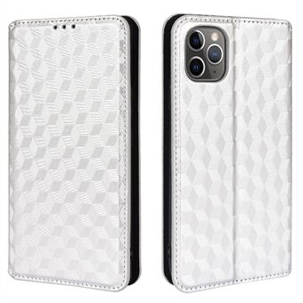 Stand lederen hoes Mobiele telefoon stand Case Shell met 3D Rhombus impressie ontwerp voor iPhone 11 Pro Max 6.5 inch