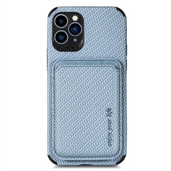 Voor iPhone 11 Pro Max 6.5 inch Koolstofvezel Afneembare 2-in-1 Mobiele Telefoon Case Schokbestendig Textuur PU Leer + TPU + PVC Achterkant met Magnetische Absorptie Kaarthouder