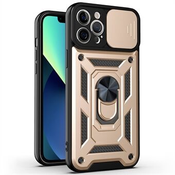 Voor iPhone 11 Pro Max Hoesje Kickstand PC+TPU Telefoonhoesje met Schuifbare Cameralenskap.