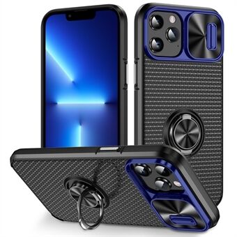 Voor iPhone 11 Pro Max PC+TPU Telefoonhoesje Ring Kickstand Telefoonhoesje met schuiflensbescherming