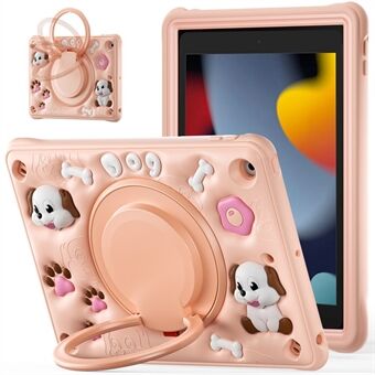 Voor iPad 10.2 (2021) / (2020) / (2019) Hoes Schattig Hondenpatroon Kickstand PC+Silicone+TPU Tablethoes