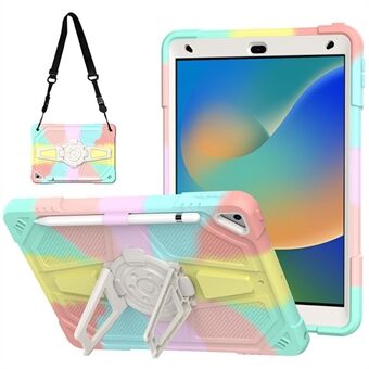 Voor iPad 10.2 (2021) / (2020) / (2019) Tablet Hoes met Schouderband en Kickstand PC+Siliconen Cover - Multi