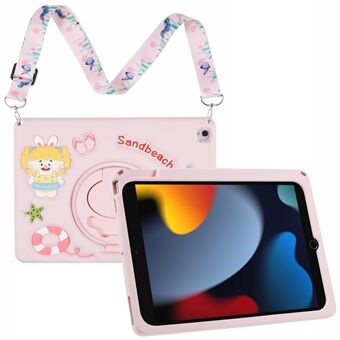 Voor iPad 10.2 (2021) / (2020) / (2019) / iPad Air 10.5 inch (2019) / Pro 10.5-inch (2017) Siliconenhoes met standaard / Lanyard