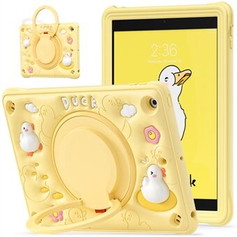 Voor iPad 10.2 (2021) / (2020) / (2019) hoesje Cartoon Duck Handgreep standaard PC+Siliconen tablet hoes.