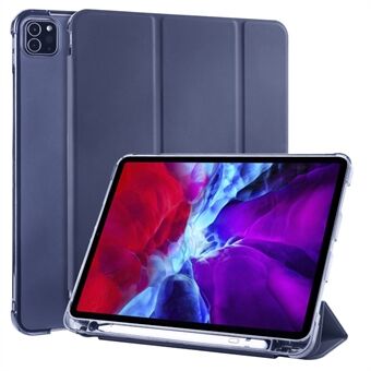 Slanke PU-lederen driebladige Stand Achterkant met pensleuf Auto Wake / Sleep voor iPad Pro 12,9-inch (2020)