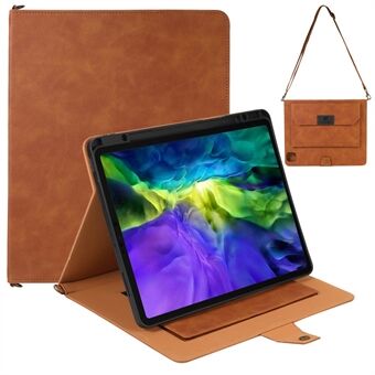 KHAZNEH Anti-RFID Portemonnee Ontwerp Anti-drop Handy Strap Stand Tablet Case met Schouderriem voor iPad Pro 12,9-inch (2020) / (2021)