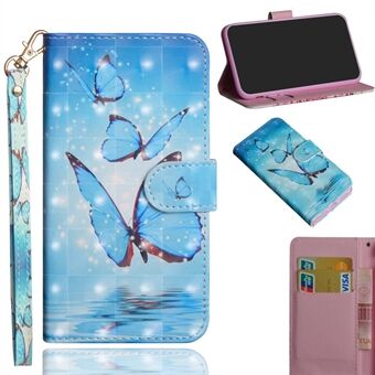 Light Spot Decor Pattern Printing Wallet Stand Leather Case with Strap for iPhone 12 mini