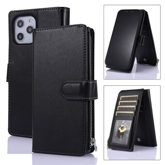 Leren Portemonnee Standaard Hoesje met Ritsvak voor iPhone 12 mini 5.4 inch