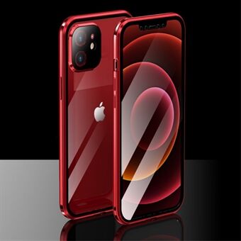 LUPHIE Anti- Scratch Plating Magnetisch Metalen Frame Dubbelzijdig Gehard Glas Protector Telefoon Cover voor iPhone 12 mini Case