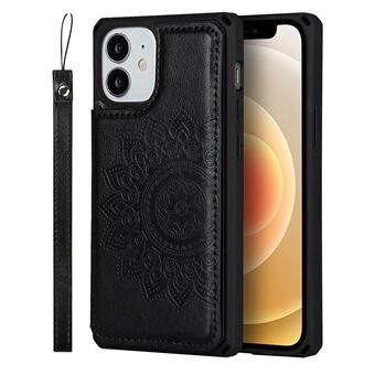 Gedrukt bloemenpatroon Standaard PU-leer + TPU-hoesje voor iPhone 12 Mini