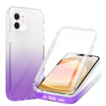 3-in-1 volledige lichaamsbescherming Schokabsorptie Kleurverloop Hard pc-frame + zachte TPU-beschermende telefoonhoes Ingebouwde PET-schermbeschermer voor Apple iPhone 12 mini 5,4 inch