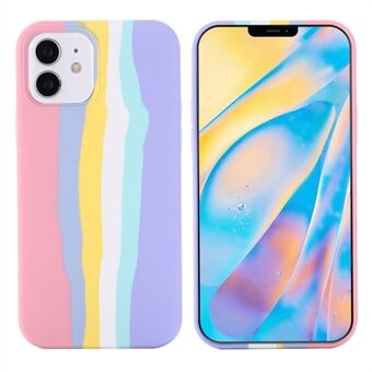 Regenboogstijl vloeibare siliconen telefoon achterkant Shell voor iPhone 12 mini 5,4 inch