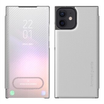 Message Check Translucent Carbon Fiber Phone Cover Shell met opvouwbare steunpoot voor iPhone 12 mini 5,4 inch