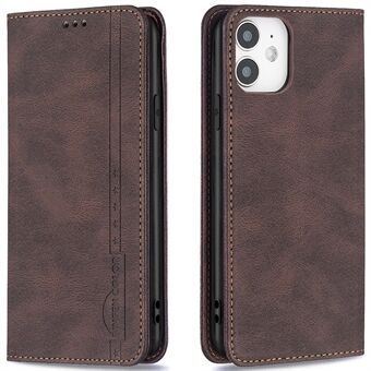 BINFEN KLEUR Stijlvolle RFID Blocking Ontwerp slijtvast PU Lederen Telefoon Case Anti-drop Stand Cover voor iPhone 12 mini 5.4 inch