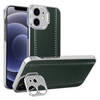 Standaard ontwerp Kevlar- en koolstofvezeltextuur Anti-val Antikras verzinkt frame PU-leer gecoate pc-hoes voor iPhone 12 mini 5,4 inch