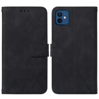 Zakelijke stijl PU lederen telefoon Shell lijnen opdruk telefoon beschermhoes met Stand voor iPhone 12 mini 5,4 inch