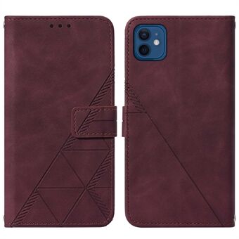 Zakelijke stijl PU lederen telefoon Shell lijnen opdruk telefoon beschermhoes met Stand voor iPhone 12 mini 5,4 inch