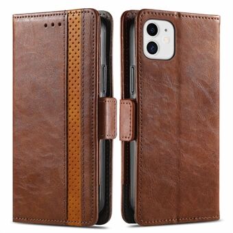 CASENEO 002 Series For iPhone 12 mini 5.4 inch Business Style Splicing PU Leather Case Stand Shell Fall Proof Flip Folio Wallet Cover