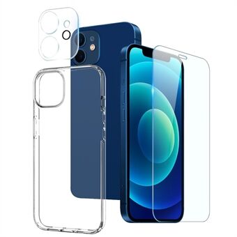 NORTHJO Voor iPhone 12 mini 5.4 inch Camera Bescherming Cover HD Clear Telefoon TPU Die Shell Gehard Glas Screen Protector