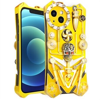 Voor iPhone 12 mini 5,4 inch Armor Metal Rugged Cover Mechanical Gear Handgemaakt telefoonhoesje - Goud