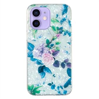 Schokbestendig hoesje voor iPhone 12 mini 5,4 inch Slim Phone Guard IMD Marble Flower Shell Pattern TPU Cover