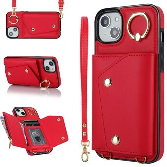 Voor iPhone 12 mini met leer gecoate TPU-telefoonstandaard Case Rits Portemonnee Crossbody-telefoonhoes