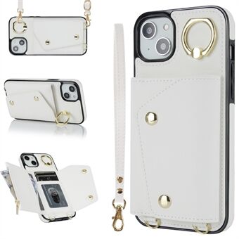 Voor iPhone 12 mini met leer gecoate TPU-telefoonstandaard Case Rits Portemonnee Crossbody-telefoonhoes