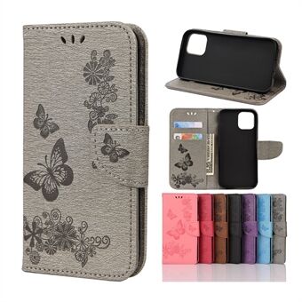 Opdruk Bloem Vlinder Leren Portemonnee Cover voor iPhone 12 Pro/12