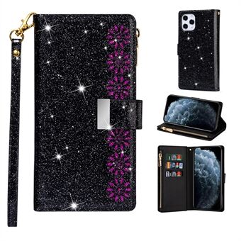 Sprankelende Starry Style Laser Carving Leather Case met Rits voor iPhone 12 Pro/12