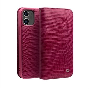 QIALINO Krokodil Textuur Koeienhuid Lederen Telefoon Cover voor iPhone 12 Pro/ iPhone 12 - Rose