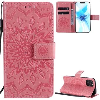 PU lederen telefoonhoes met zonnebloempatroon met portemonnee en Stand voor iPhone 12/12 Pro