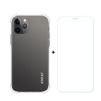 ENKAY Antislip transparante TPU-cover met 0,26 mm 9H 2.5D gehard glasbeschermer voor iPhone 12/12 Pro