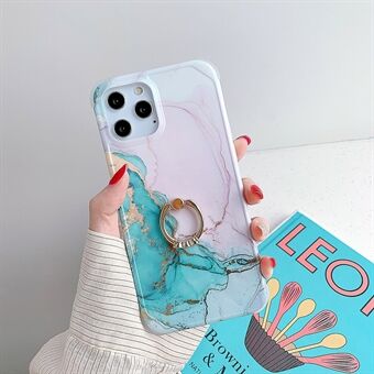 Marble Pattern Electroplating IMD Kickstand TPU Shock Resistant Case for iPhone 12 Pro / iPhone 12