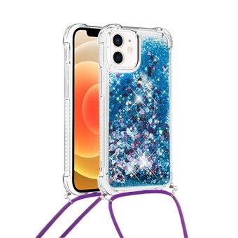 Drop-safe Dynamic Quicksand TPU mobiele telefoon beschermhoes met koord voor iPhone 12/12 Pro