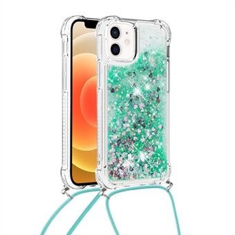 Drop-safe Dynamic Quicksand TPU mobiele telefoon beschermhoes met koord voor iPhone 12/12 Pro