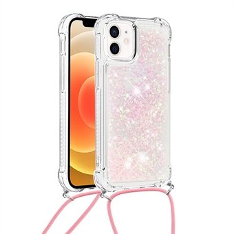 Drop-safe Dynamic Quicksand TPU mobiele telefoon beschermhoes met koord voor iPhone 12/12 Pro