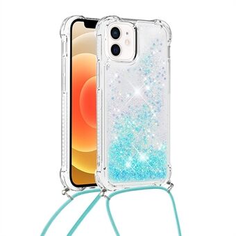 Drop-safe Dynamic Quicksand TPU mobiele telefoon beschermhoes met koord voor iPhone 12/12 Pro