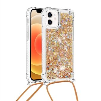 Drop-safe Dynamic Quicksand TPU mobiele telefoon beschermhoes met koord voor iPhone 12/12 Pro