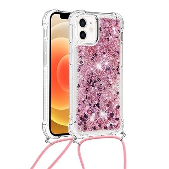 Drop-safe Dynamic Quicksand TPU mobiele telefoon beschermhoes met koord voor iPhone 12/12 Pro