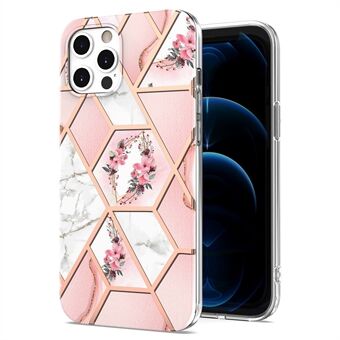 2,0 mm IMD IML-galvanisatie van marmeren TPU-hoes met bloemenpatroon voor iPhone 12/12 Pro