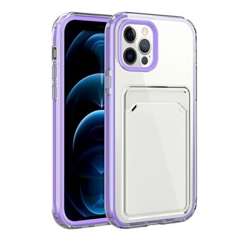 Clear Gradient Soft TPU Schokabsorberende Bumper Beschermhoes met Kaarthouder voor iPhone 12 6.1 Inch/12 Pro 6.1 Inch