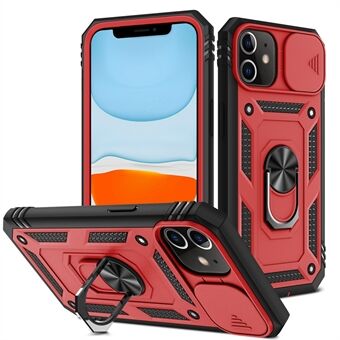 Ring Kickstand Hard PC Back + Soft TPU Impact Bumpers Beschermhoes met Slide Camera Cover voor iPhone 12 6.1 Inch