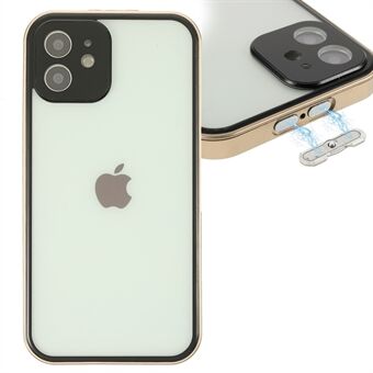 Gehard glas aan de voorkant + achterkant van hard acryl Volledig beschermende telefoonhoes Shell voor iPhone 12 6,1 inch