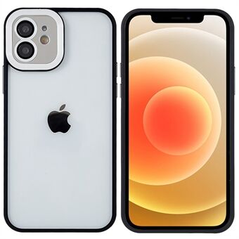 Voor iPhone 12 6.1-inch Schokbestendig Lichtgewicht Dunne Metalen Knoppen Precieze Uitsparing TPU + PC Hybride Case Glanzende Telefoon Cover met Glas Lens Film