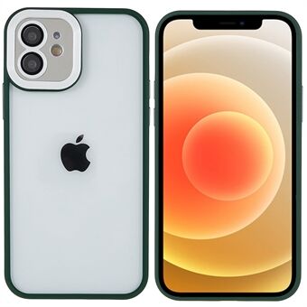 Voor iPhone 12 6.1-inch Schokbestendig Lichtgewicht Dunne Metalen Knoppen Precieze Uitsparing TPU + PC Hybride Case Glanzende Telefoon Cover met Glas Lens Film