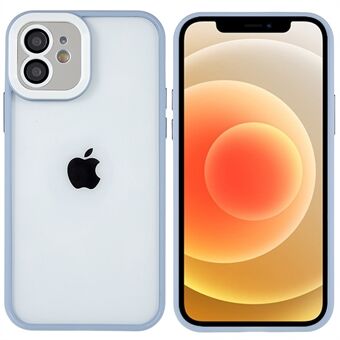 Voor iPhone 12 6.1-inch Schokbestendig Lichtgewicht Dunne Metalen Knoppen Precieze Uitsparing TPU + PC Hybride Case Glanzende Telefoon Cover met Glas Lens Film