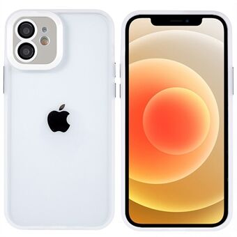 Voor iPhone 12 6.1-inch Schokbestendig Lichtgewicht Dunne Metalen Knoppen Precieze Uitsparing TPU + PC Hybride Case Glanzende Telefoon Cover met Glas Lens Film