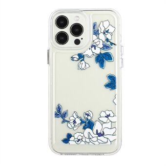 Flower Series for iPhone 12/12 Pro 6.1 inch 2mm Thickened Stylish Flower Pattern Printed Case Acrylic+TPU Electroplated Metal Buttons Cover