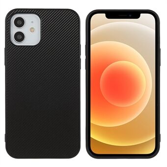 Voor iPhone 12/12 Pro 6.1 inch Ultra Slim Phone Case Koolstofvezel Textuur PU Leer Gecoat PC Beschermhoes: